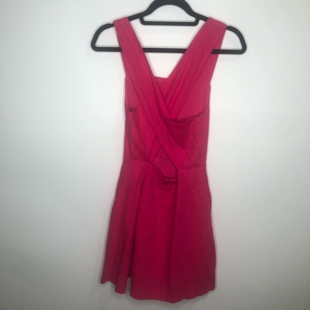 ✅ NWT J.O.A. Women's LINEN Fit‎ and Flare Sleeveless HOT PINK Dress SIZE X-SMALL - Picture 3 of 6
